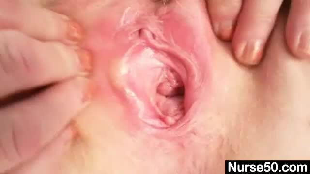 Hot nurse Lady Nina fucks her tight pussy with a dildo